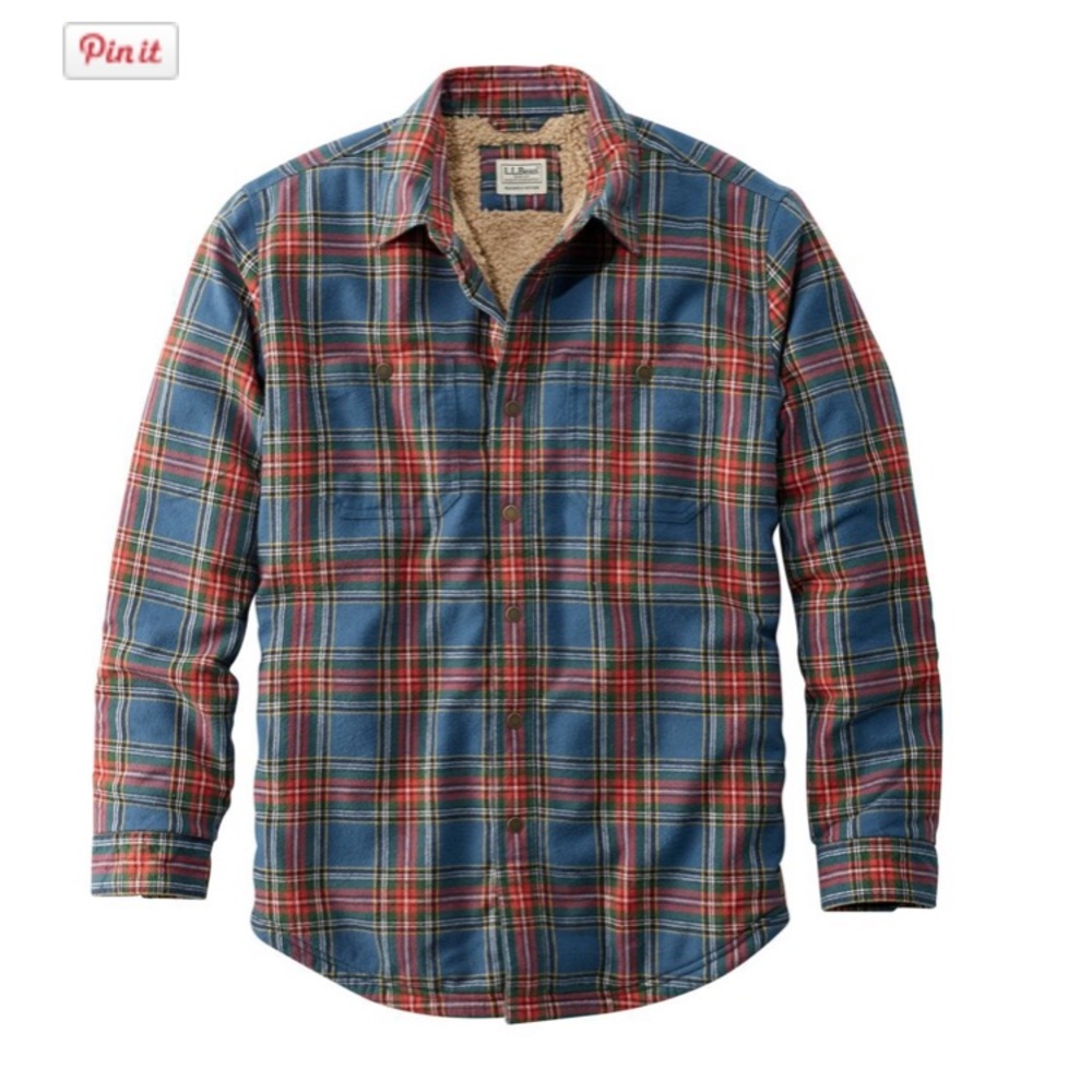 L.L. Bean Sherpa lined flannel shirt jacket XXL